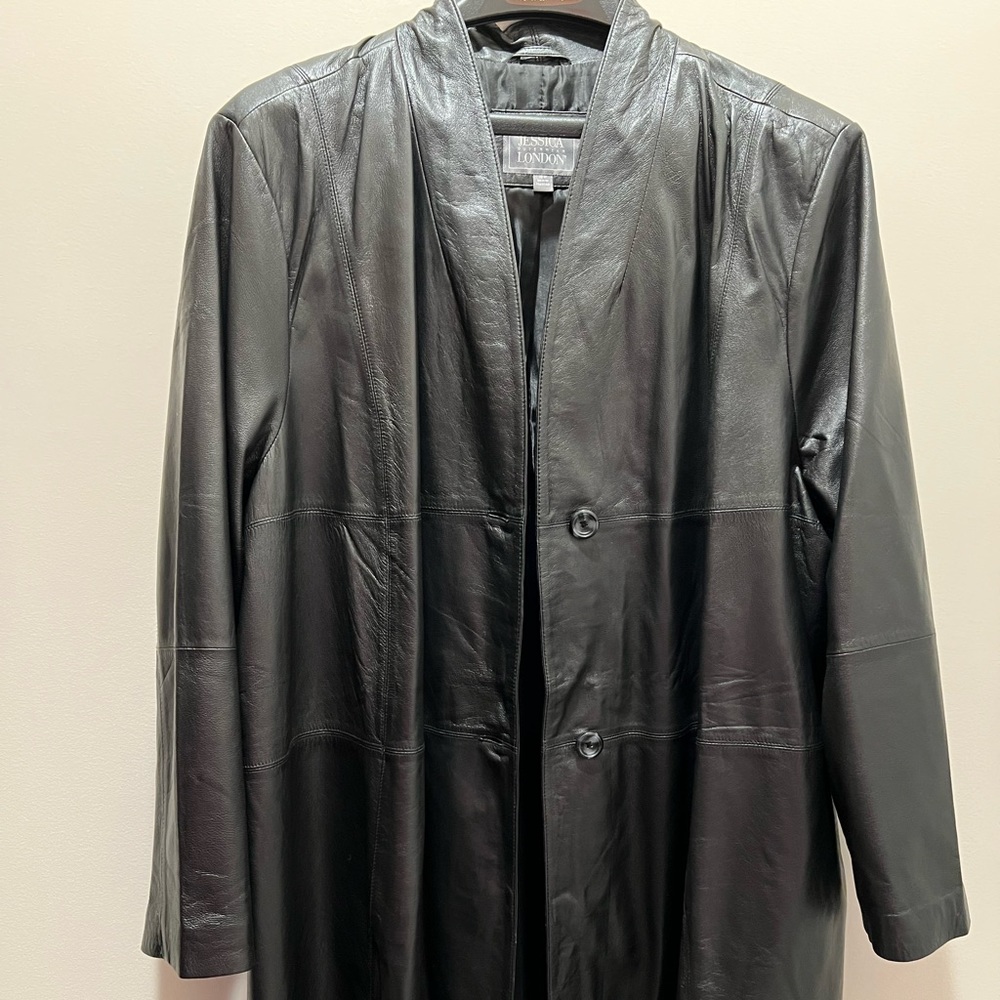 Jessica London Leather Swing Coat